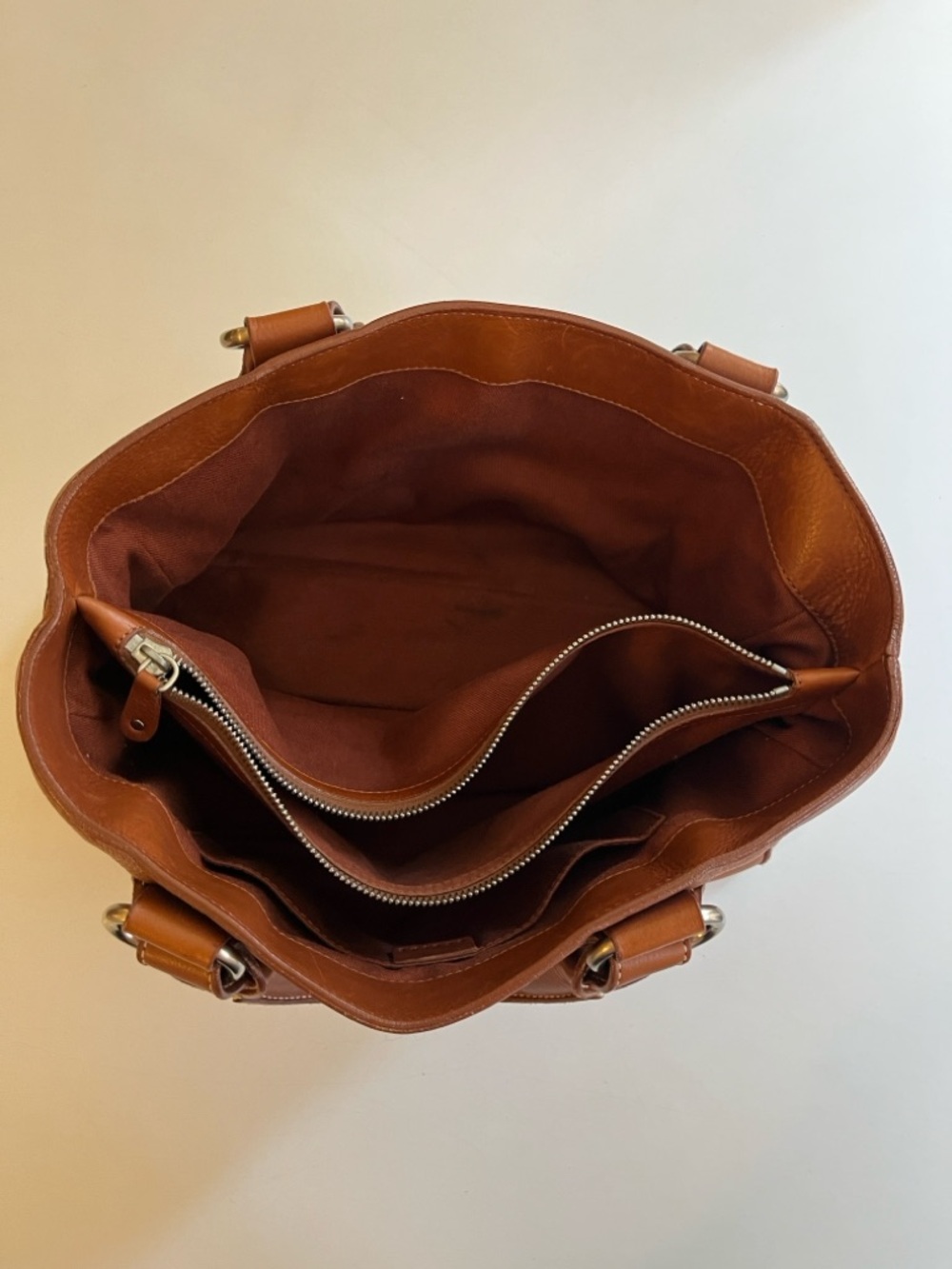Celine Cognac Leather Handbag with Zip Center Compartment - Picture 4 of 10